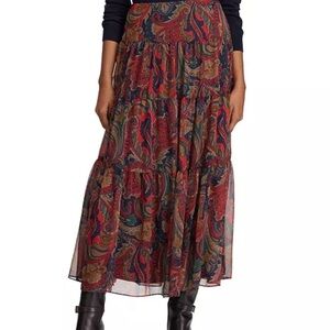 NWT Ralph Lauren Multicolor Paisley Maxi Skirt